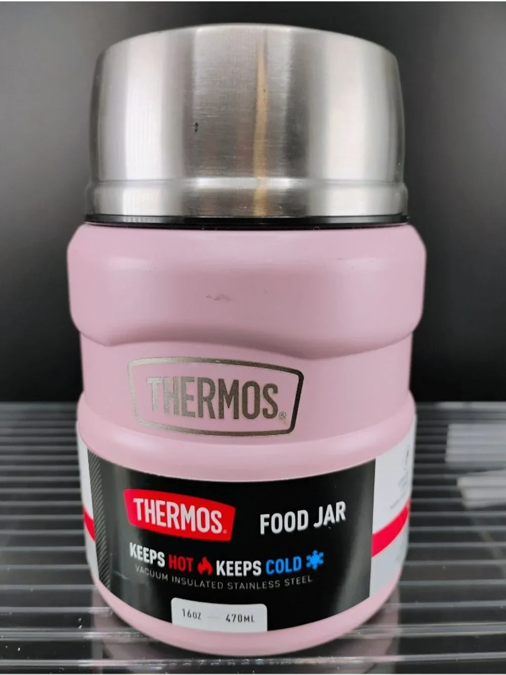 Thermos Stainless Steel Pink Food Jar 16oz Vacuum Insulated BPA-Free
